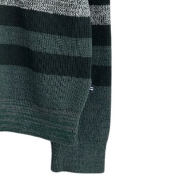Nautica Quarter Zip Sweater Luxury Knit Colorblock Stripe Green Gray Men Size XL - Picture 12 of 16